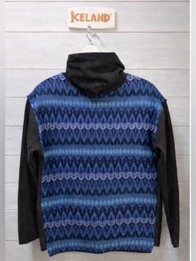 ❣️ICELAN Blue & Black Scandinavian Wool Knit Sweater – Size 10